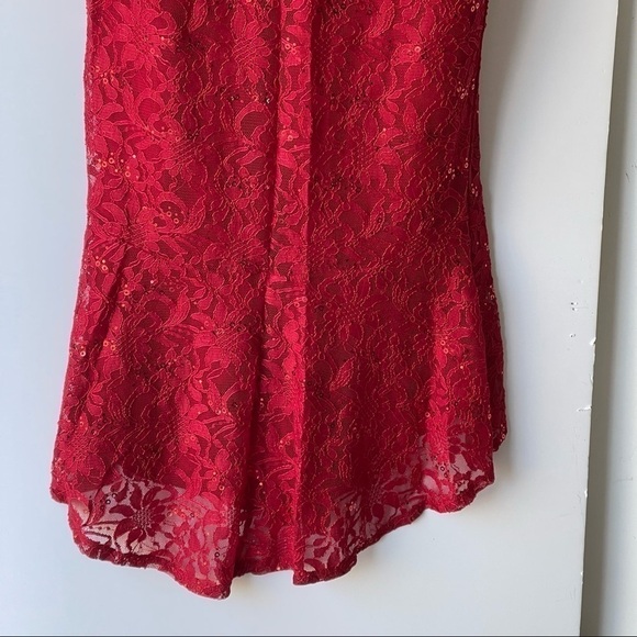 Alexa B Nites Red Formal Evening Holiday Party Prom Dress Lace Glitter Mermaid 6 - Picture 8 of 16